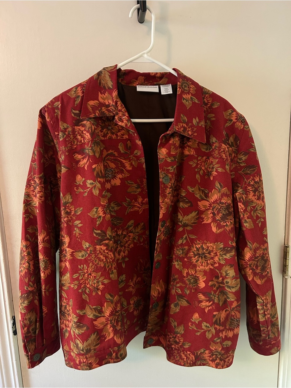 Alfred Dunner Floral Embellished Cotton Jacket Size 16 Cottagecore Fall